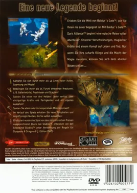 Baldur's Gate - Dark Alliance (Japan) box cover back